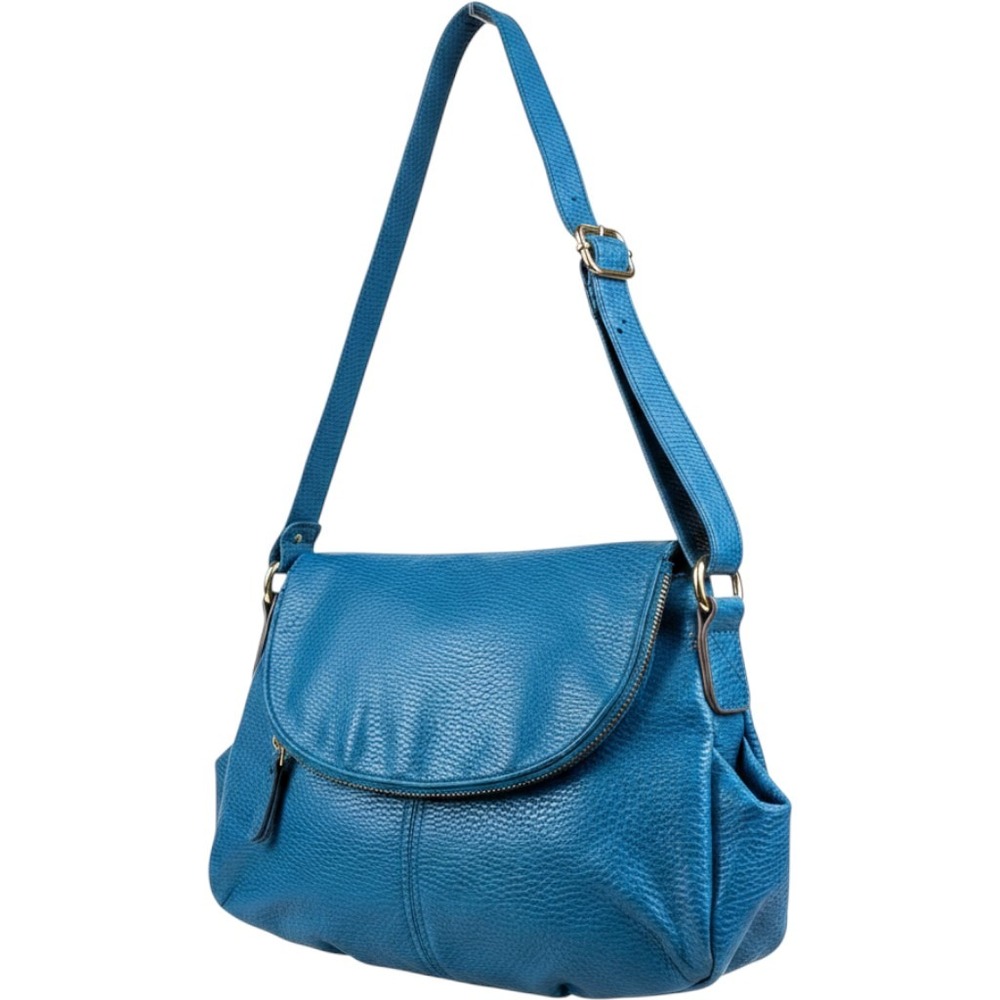 Unbranded Vintage Blue Pebbled Faux Leather Crossbody Bag‎ Slouchy Hobo